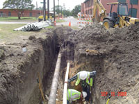 Men in the trench working